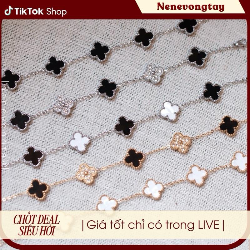 [Tặng HộpNhung] Vòng tay titan Hoa Bốn Lá - Cỏ bốn lá-  thép không đen gỉ - dành cho nữ - new in nene 2025 [Deal hời livestream Nene]