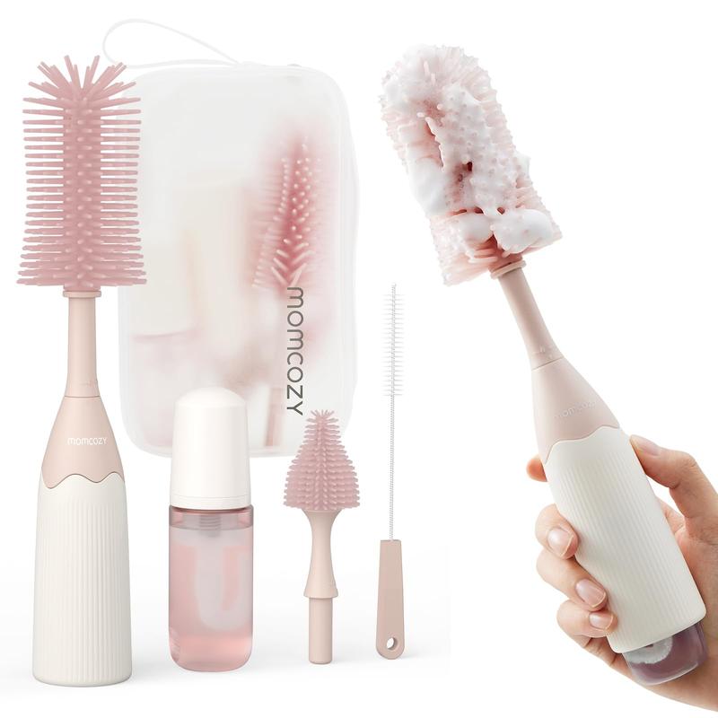 Product Introduction of Bottle Brush Kit, Innovative Push-Press Design for Better Cleaning - Baby Bottle Cleaner Brush for Baby Bottle, Breast Pumps and More - Can Generate Foam for Better Cleaning 7