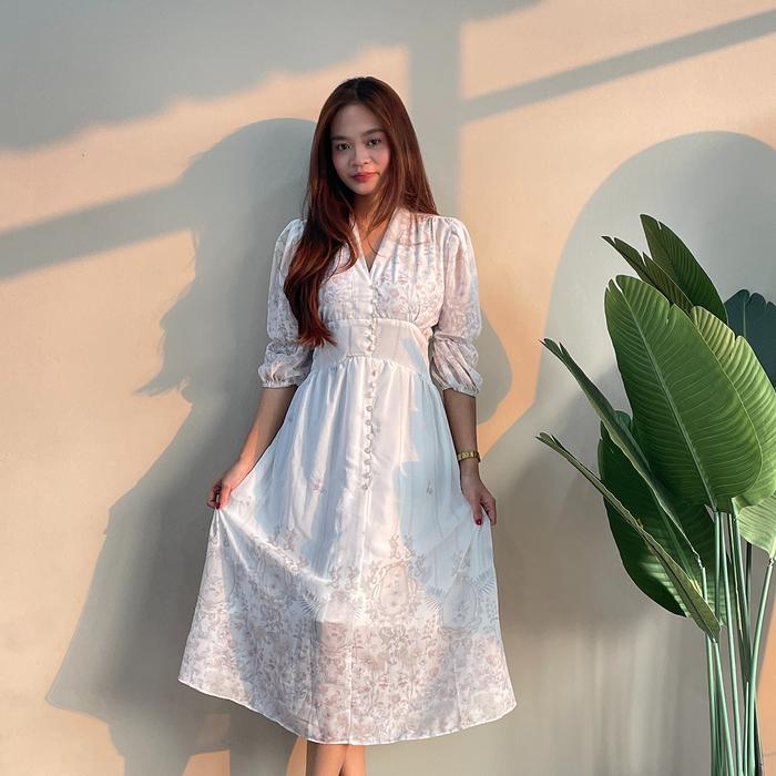 Promo CIKISTORE - Ryabel Dress Wanita Casual Korean | Midi Dress Wanita | Long Dress | Dress wanita Flowy - Sage Rosela, All Size - Kota Administrasi Jakarta Timur - Cikistore_new