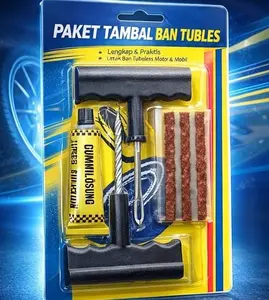 Paket Lengkap Alat Tambal Ban Tubles Tire Repair Tool Kit Motor Mobil Anti Bocor