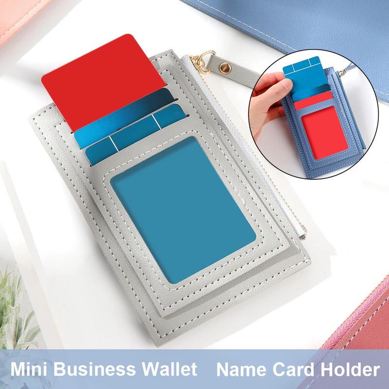 Men's Name Card Holder Girls Ladies Mini Business Wallet Pure Color Credit Card Holder Short Purse 1