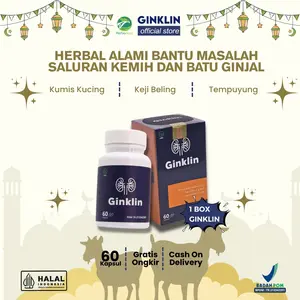 [ORIGINAL] 1 Box Ginklin isi 60 Kapsul Herbal Estrak Kumis Kucing, Keji Beling dan Tempuyung bantu Meluruhkan Batu di Tubuh