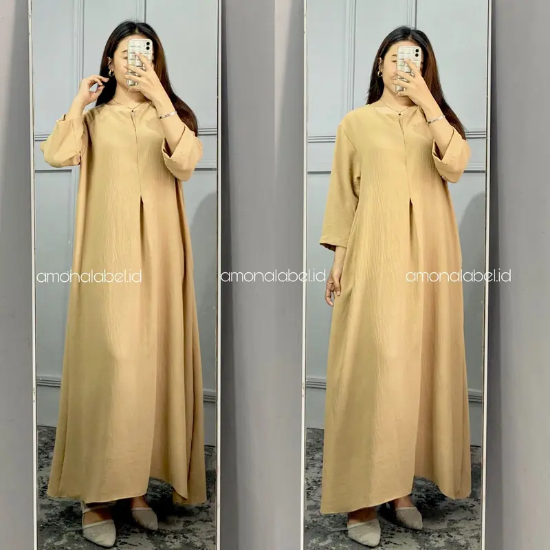 Daster Busui Friendly Crinkle Airflow Dress Wanita Tangan 3/4 Cantik Nyaman Panjang 3