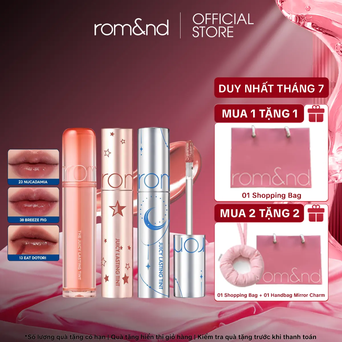 [Rom&nd][Màu 1-39] Son Tint Lì Trang Điểm Hàn Quốc Romand The Juicy Lasting Tint Cosmetic Son Môi Mỹ Phẩm