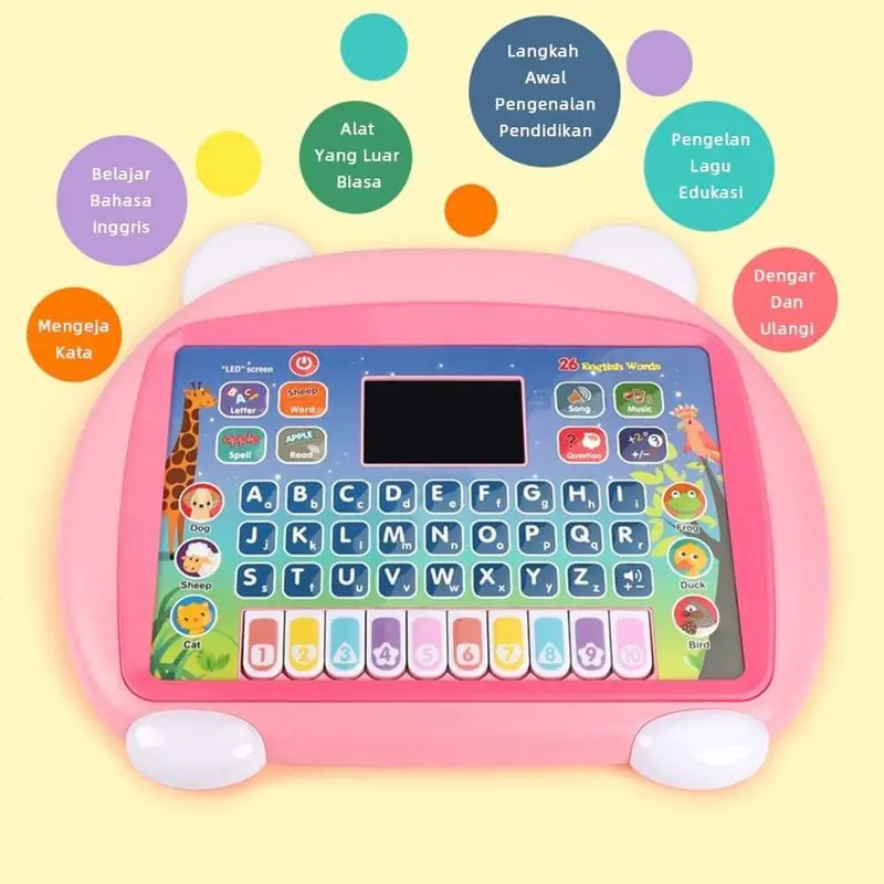 Tab Anak Mainan Tablet Belajar  English Laptop  Edukasi Komputer 2in1 Huruf Musik Piano Perkembangan Berpikir Pelatihan Daya Ingat Intelektual Bahasa Inggris Edukatif Utk Hadiah Ultah Kado Permainan Plastik 6