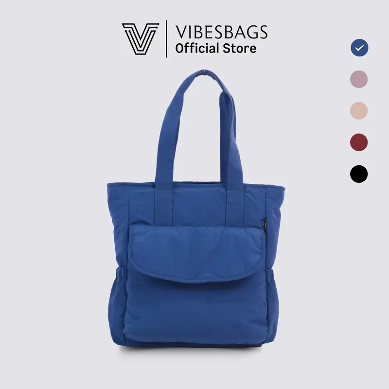 Vibesbags Totepack Vallan Kain Nylon Premium Tote Bag Wanita 16 Inch dengan Resleting 1