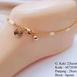 GELANG KAKI RANTAI TITANIUM DEWASA GOLD ANTI LUNTUR MODEL LOUIS