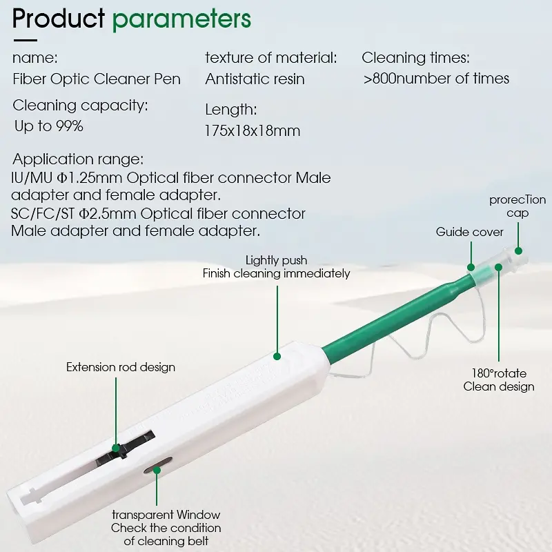 ONE CLICK CLEANER SC/LC Pen Connector Fiber Optic For 1.25/2.5mm COMPTYCO LC SC FC Ad AUA-250 6