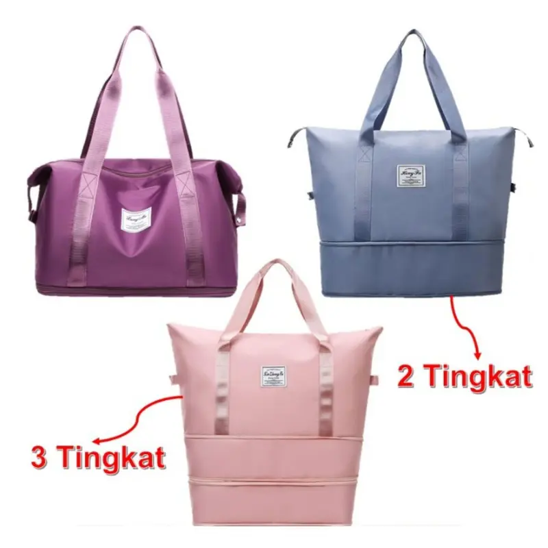 TSA (COD)Tas Travel Lipat Motif Besar 3 Tingkat Foldable Travel Bag Hand Carry Tas Koper Lipat Mudik Jinjing Polos Murah Bag Tas Lipat Travel Besar 2 Tingkat Waterproof Foldbag Wanita 6