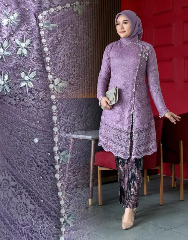 ZONA - SET KEBAYA TUNIK BROKAT PAYET JANGGAN BAJU SERAGAM KONDANGAN PESTA PERNIKAHAN KEBAYA MODERN ELEGAN MEWAH 2024 6
