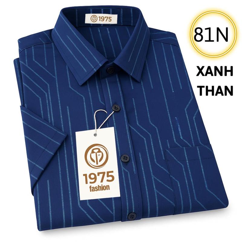   1975  Áo sơ mi nam tay ngắn Mã 79-83 trung niên có túi loại áo sơ mi tặng cha có size lớn 105kg vải lụa co giãn mềm mịn không nhăn form rộng suông xẻ tà classic menswear shirt 