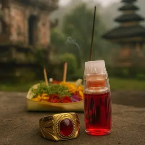 CINCIN MSTKA LELIPAN MERAH DLIMA CINCIN PRIA WANITA TITANIUM ORIGINAL DEWATA SILVER BALI