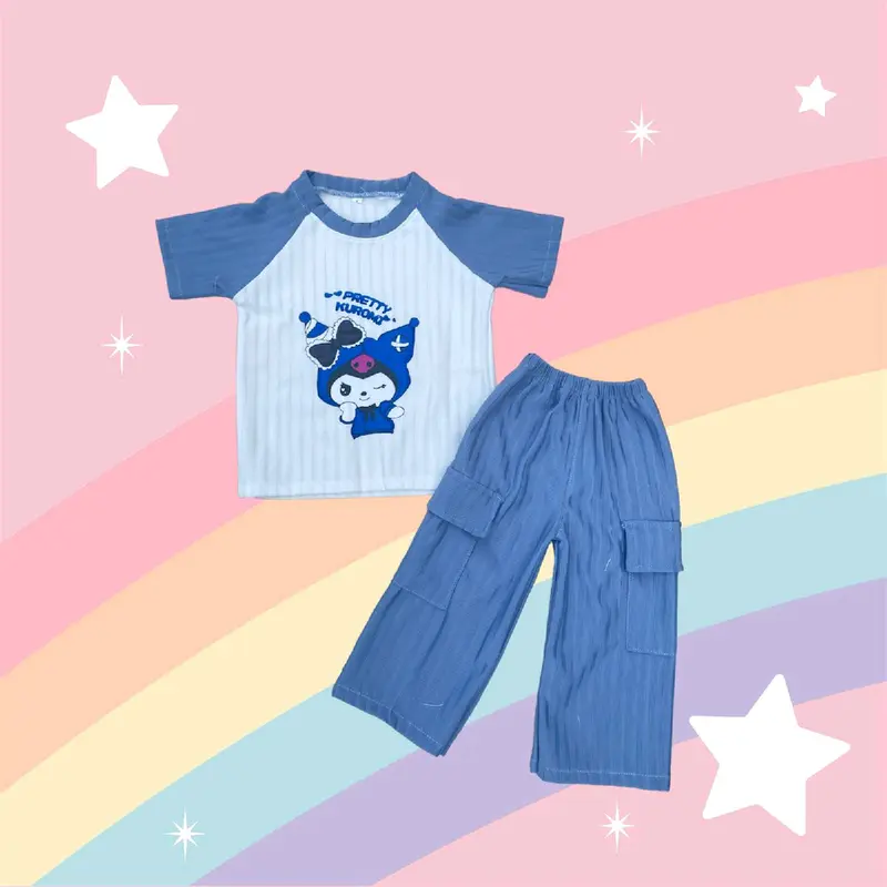 Setelan Anak Kuromi Knit Cargo Perempuan Usia 1-10 Tahun Size 246810 - Katun - Bayi 4