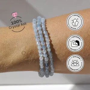 Zupazupazuu Faceted Crystal High Quality Bracelet - Gelang Batu Alam Kristal Asli Giok Wanita Stone Crystal Bracelet Tourmaline Garnet Sapphire Ruby Aesthetic 3mm