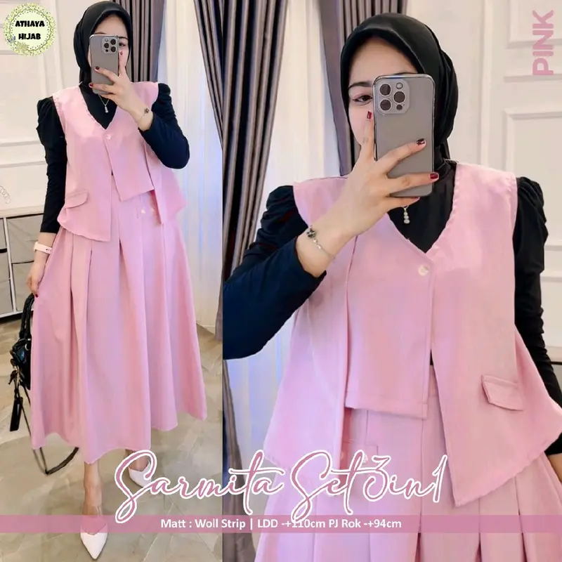 Oneset Kekinian Premium Quality | Oneset Wanita 3in1 Kekinian | Baju Setelan Wanita Setelan Rok Casual 3