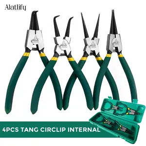 4pcs Tang Circlip Tang Snap Ring Set 7inch Lurus Tutup Tang Circlip Lurus Tekan Tutup Perkakas-Tang Circlip Pliers Set