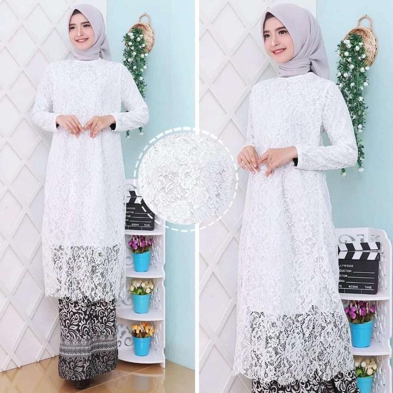 GAMIS BROKAT  TERBARU / ATASAN WANITA BROKAT MODERN / TUNIK BAHAN 8