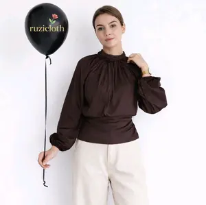 Ruzicloth - Echa Blouse Atasan Wanita Rayon Twill Modern Fit Casual Turtle Neck