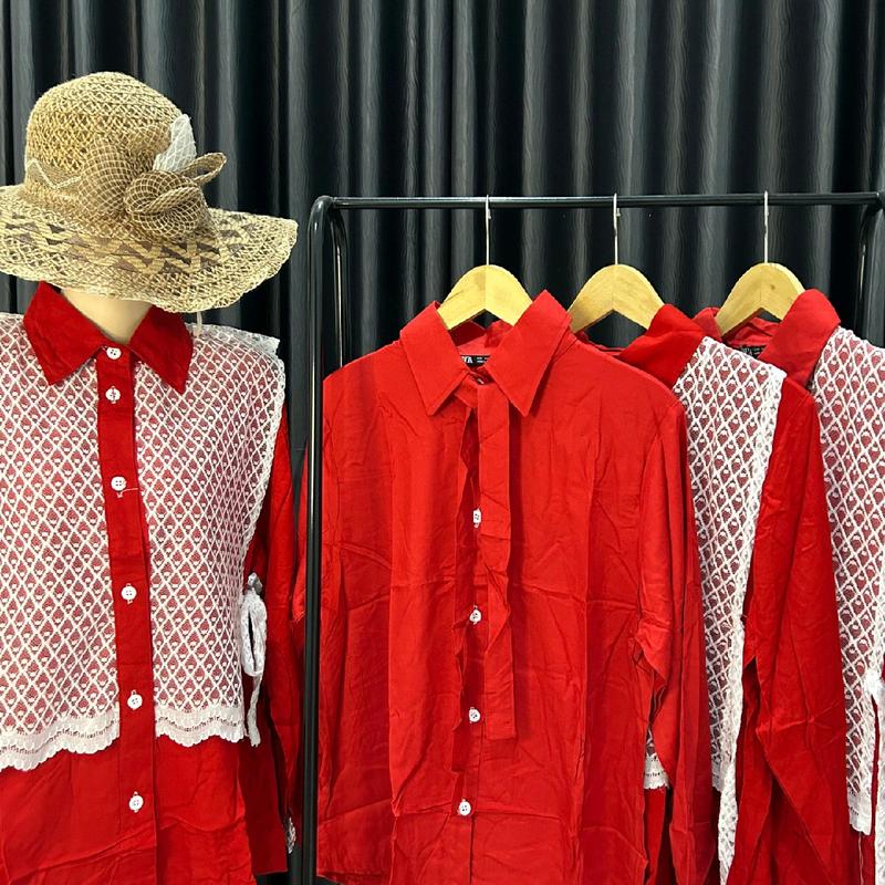 SPESIAL KEMEJA MERAH PUTIH/ ATASAN TERLARIS KATUN MIX BURKAT/ BUSUI FRIENDLY/ KC AKTIF/ LD 114 Atasan Katun Casual Wanita Kancing Salur/ EDISI AGUSTUSAN Formal Nyaman Santai 6