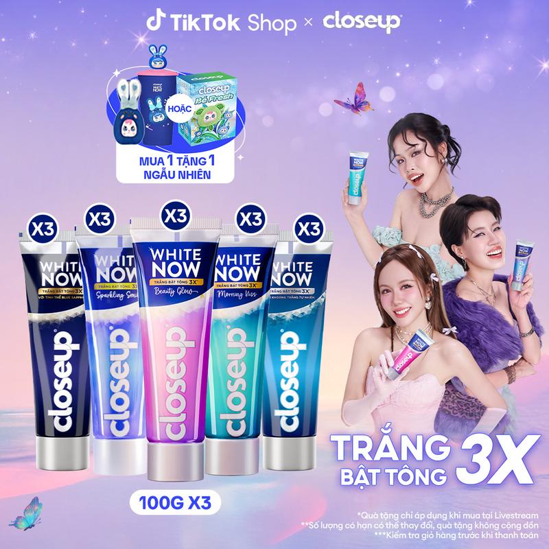  Combo 3 Kem đánh răng Closeup White Now - Trắng Bật Tông 3X từ Công nghệ Ánh Sáng Xanh - Tinh Thể Blue Sapphire 100g  1  