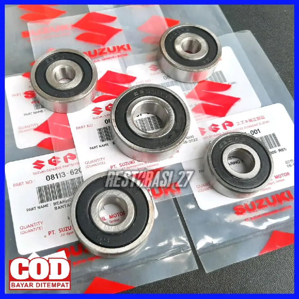Bearing Laher roda set Suzuki Satria FU 150 / Bearing Klahar Roda Depan Belakang Nap Gear Suzuki Satria FU 150 / Lahar Bantalan Velk Velg Tromol Roda Depan Belakang Suzuki Satria FU non Original Foto Motorcycle