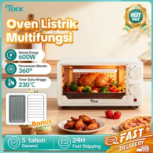 Tixx Oven Listrik 15L 600W Multifungsi Hemat Daya Pemanas Merata Anti Gosong Timer Dan Suhu Kontrol Praktis Untuk Panggang Kue Pizza Roti Ayam Ikan Cocok Dapur Rumah Kecil Alat Masak Elektronik Serbaguna Awet Mudah Digunakan Terlaris Harga Terjangkau