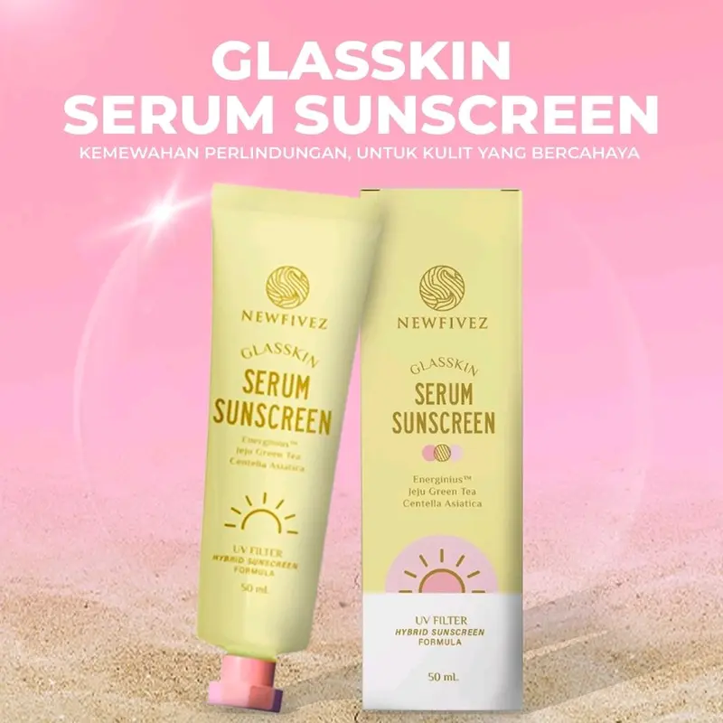 Newfivez Serum Sunscreen spf 45 pa+++ hybrid sunscreen  Perawatan Wajah Mencerahkan Berjerawat Kering untuk kulit kering dan bruntusan 2