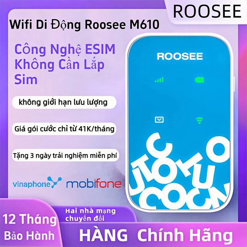 Bộ phát wifi 4G di động mini ROOSEE M610 chuẩn wifi 6 không cần lắp sim máy nhẹ chỉ 80g dung lượng pin 2100 mAh Mifi di động