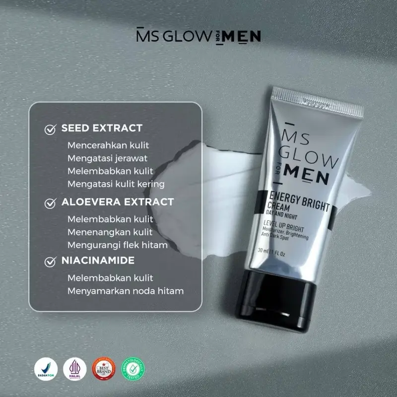 MS Glow For Men Skincare Paket Complete Maskulin Perawatan Pencerah Wajah Pria Facial Wash Cream Serum Sunscreen Body Lotion Mencerahkan Menghilangkan Jerawat Dan Noda Hitam 3