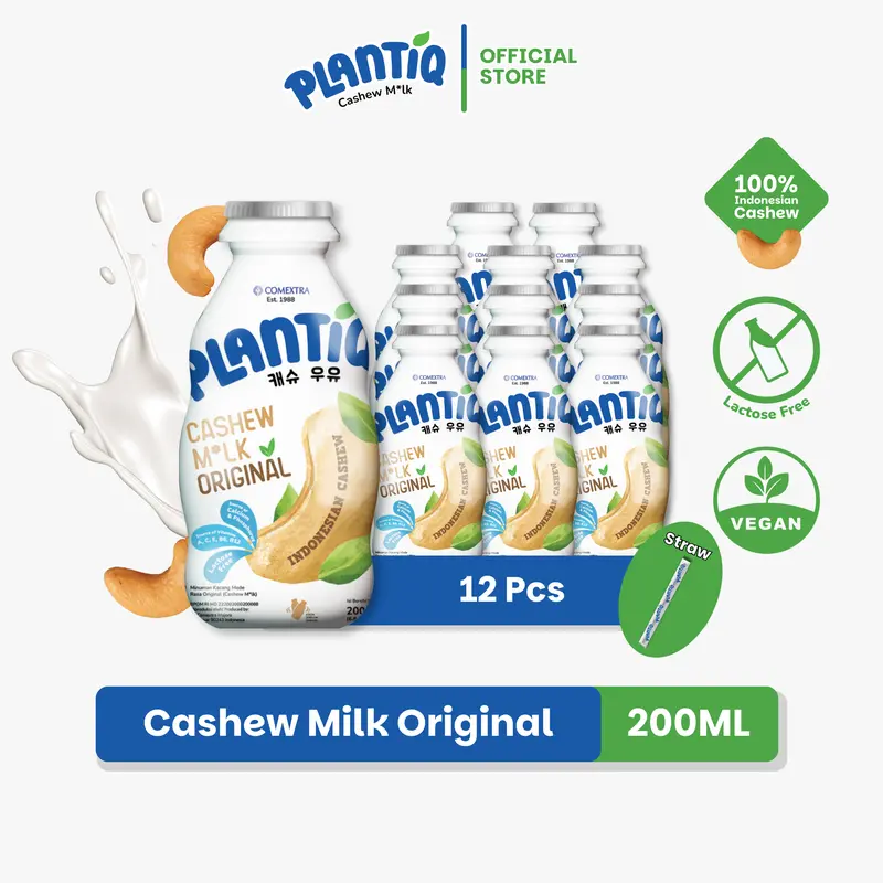 [12 PCS ] PLANTIQ Cashew Milk Original 200ml - Susu Kacang Mede Rasa Original-  Non Dairy Milk Lactose Free 0
