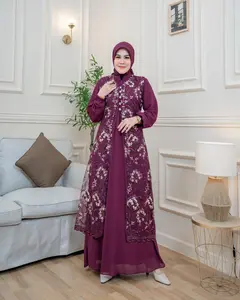Syifa Dress / Gamis Mewah Pesta / Seragaman Pesta / Gamis Tile Bordir Payet Etnic / Gamis Brokat / Gamis Terbaru / Gamis Modern / Kebaya Pesta / Gamis Kondangan / Dress Kebaya Wisuda Ceruty Motif Muslim Mutiara Outer Woven Yarn Dyed Fabric tille payet hit