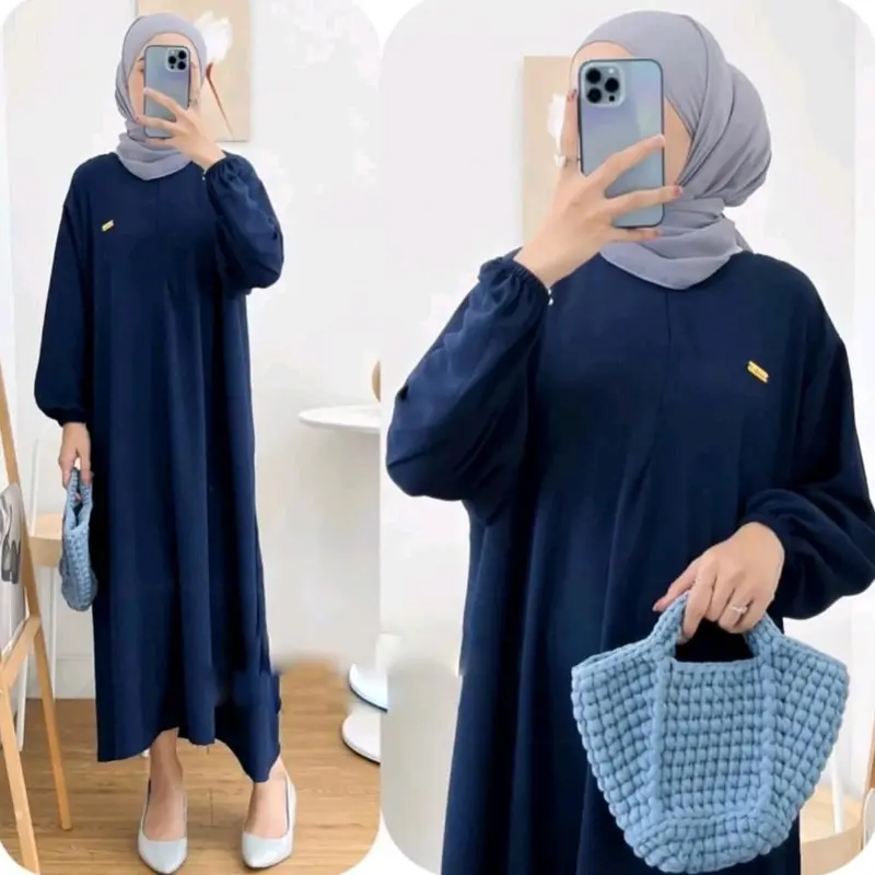 [BUNDLE 3 PCS] AMANDA MIDI DRESS CRINKLE AIRFLOW PREMIUM  Ootd Gamis Jumbo 5