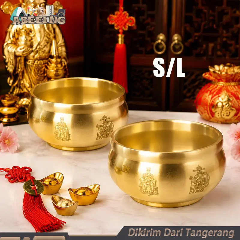 Treasure Bowl Kuningan Mangkuk Harta Karun Fengshui Mangkok Feng Shui Untuk Kekayaan Good Luck
