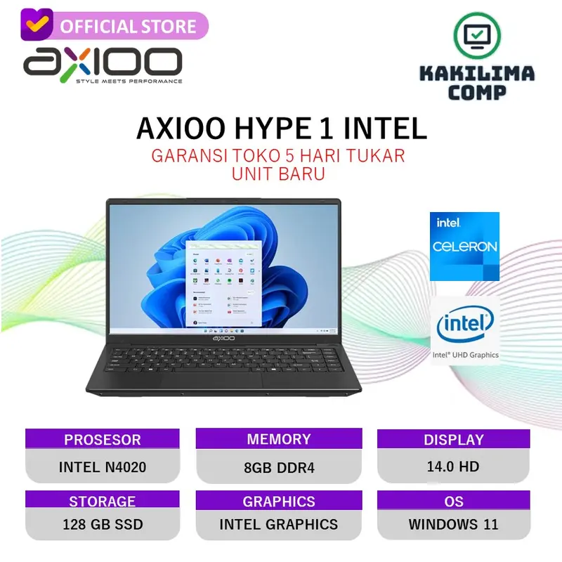 Laptop Axio Hype 1 Intel N4020 Ram 8Gb Ssd 128Gb W11 14.0 Hd - Shop ...
