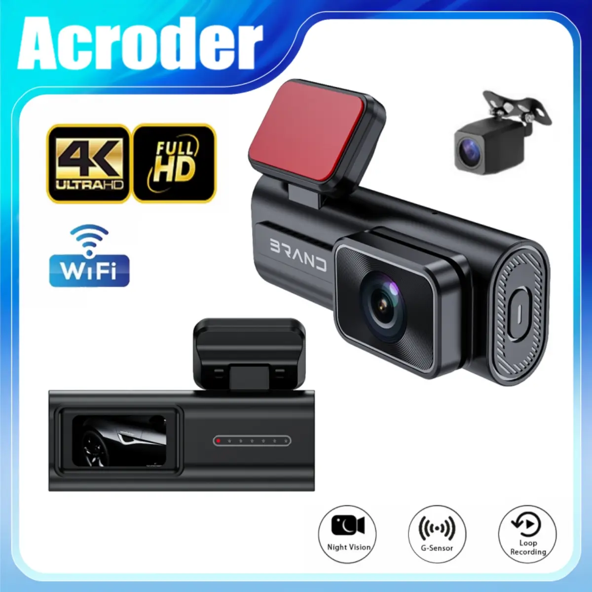 Acroder Dashcam Mobil K04 WIFI GPS 4K 3 Inch Layar Recording Perekaman 24 Jam Pemantauan Parkir G-sensor