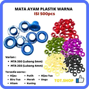 [isi 500pcs] Mata Ayam plastik warna 5mm / 4mm Itik Eyelet brass ring MTA 350 203 Untuk spanduk aksesoris mata hangtag