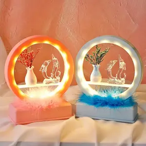 Lampu Tidur karakter Dolphin / Sean Happy life Dengan Musik box Kado Ulang Tahun Birthday/ hadiah Teman Cewek ,Kamar Tidur Hiasan