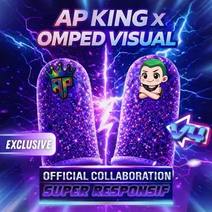 Sarung Jempol AP King V4 X Omped Visual Spesial Edition! Super Responsif, Anti Keringat, Free 2 Sticker - Untuk Gaming Game Free Fire, Mobile Legends & Roblox