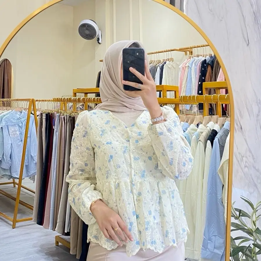 A59 blouse crop bahan katun bordir