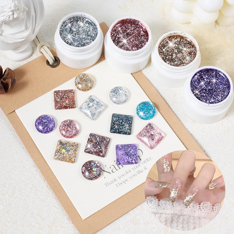 Gel Sơn Móng Tay Nghệ Thuật, Monja, 5ml, Sequins Lấp Lánh Phát Sáng Disco, Lung Linh Phản Chiếu, Ngâm Tắt, Varnish UV Và LED, Dụng Cụ Làm Móng Tự Làm