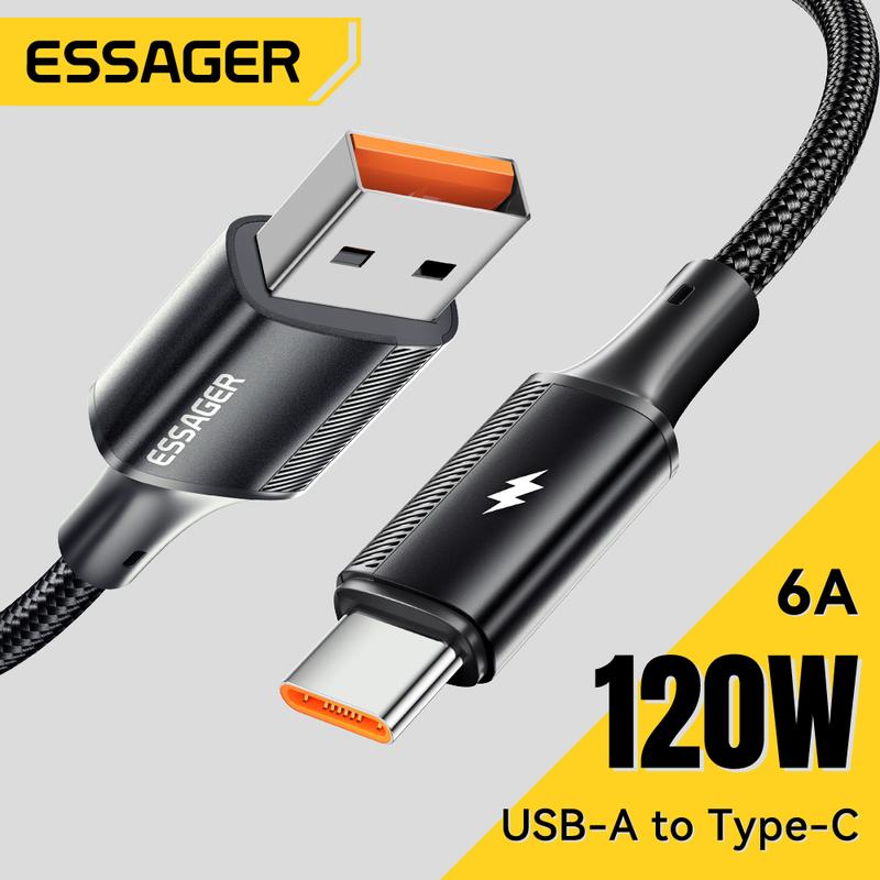  Cáp dữ liệu sạc nhanh USB A sang Type C ESSSEGER 120W 6A dành cho điện thoại di động Xiaomi Redmi và Black Shark ESSSEGER 