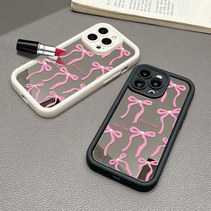 Bow Cermin Phone Case Hp Casing Softcase Compitable With Infinix Smart 8 7 6 5 Note 40 30 Hot 40 30i 10 11 Itel A70 P55 RS4 Zero 30 Tecno Spark Pova 5 20 20C Go Pro Play 2023 4G 5G C8-8009 8