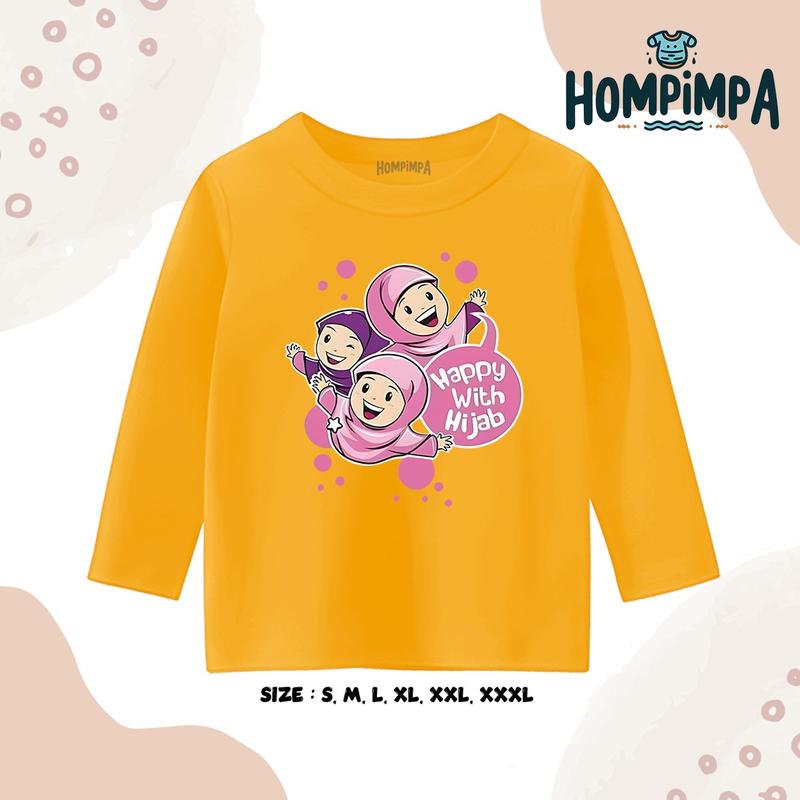 Kaos Anak Lengan Panjang Gambar Hijab Sablon DTF Distro 30s Fashion Baju 6