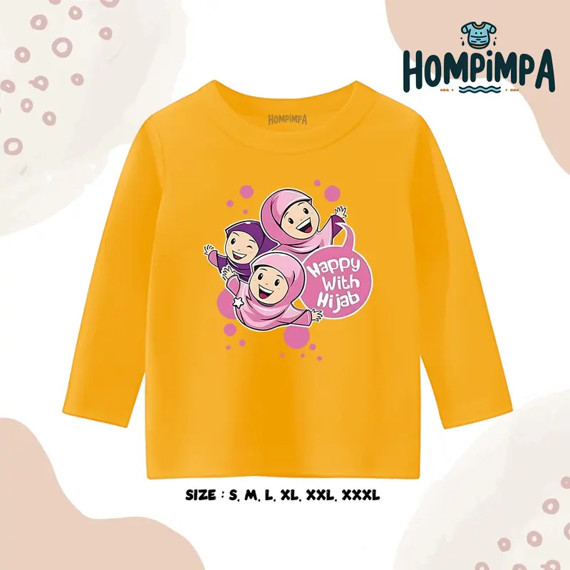 Kaos Anak Lengan Panjang Gambar Hijab Sablon DTF Distro 30s Fashion Baju 6