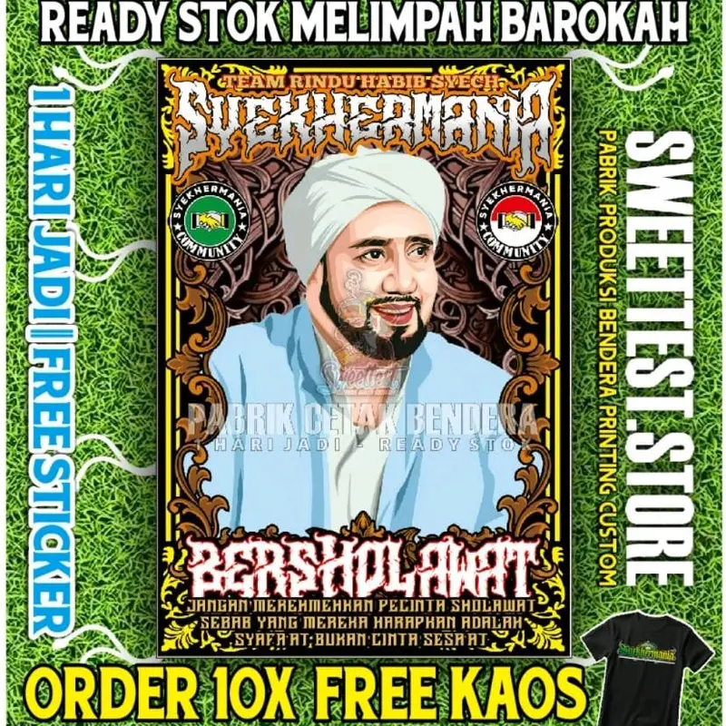 1 HARI JADI TERLARIS + DESAIN MAFIA SHOLAWAT TERBARU, BENDERA NU, BENDERA SYEKHERMANIA, IJO DAUN STORE, BENDERA BESAR MURAH Spanduk 2