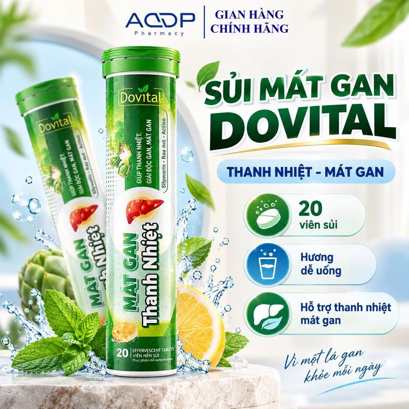[CÓ KIỂM NGHIỆM] Sủi mát gan Dovital - TPBVSK hỗ trợ mát gan thanh nhiệt, giảm nhiệt miệng, nóng trong