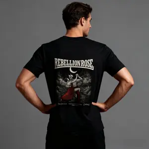 REBELLIONROSE Hitam Classic Comfort Crewneck T-Shirt  Katun Premium Fit Regular Dengan Desain Retro Dan Rasa Santai dew  tee crew  neck baju  beruang  petir kaos  new  york  cowok kaos  bnn baju  driver kaos  new  york  cowok kaoss  indiran kaos baju kaos
