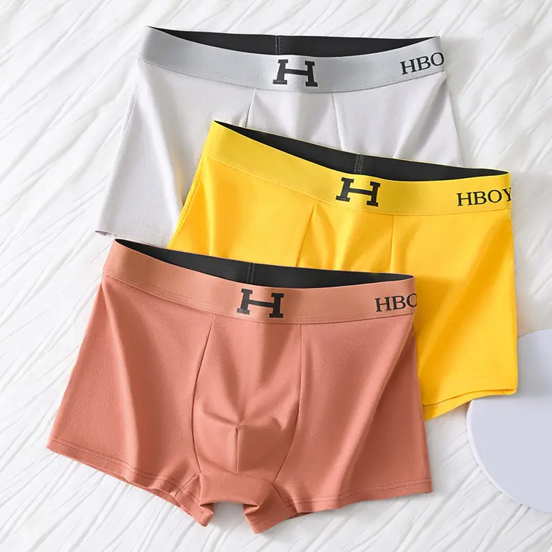 Men's Cotton Magnet Underwear Men's Modal Boy's Boyshorts Boxers Comfortable Breathable Menswear Socks Beige Plain Innerwear