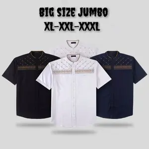 Baju Koko Muslim Dewasa Lengan Pendek Bordir Jasuke Terlaris Kain Katun Atasan kokopria koko Hitam