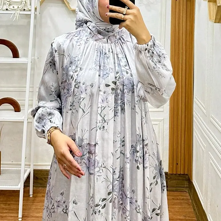 Gamis set Hijab shimmer printing 8